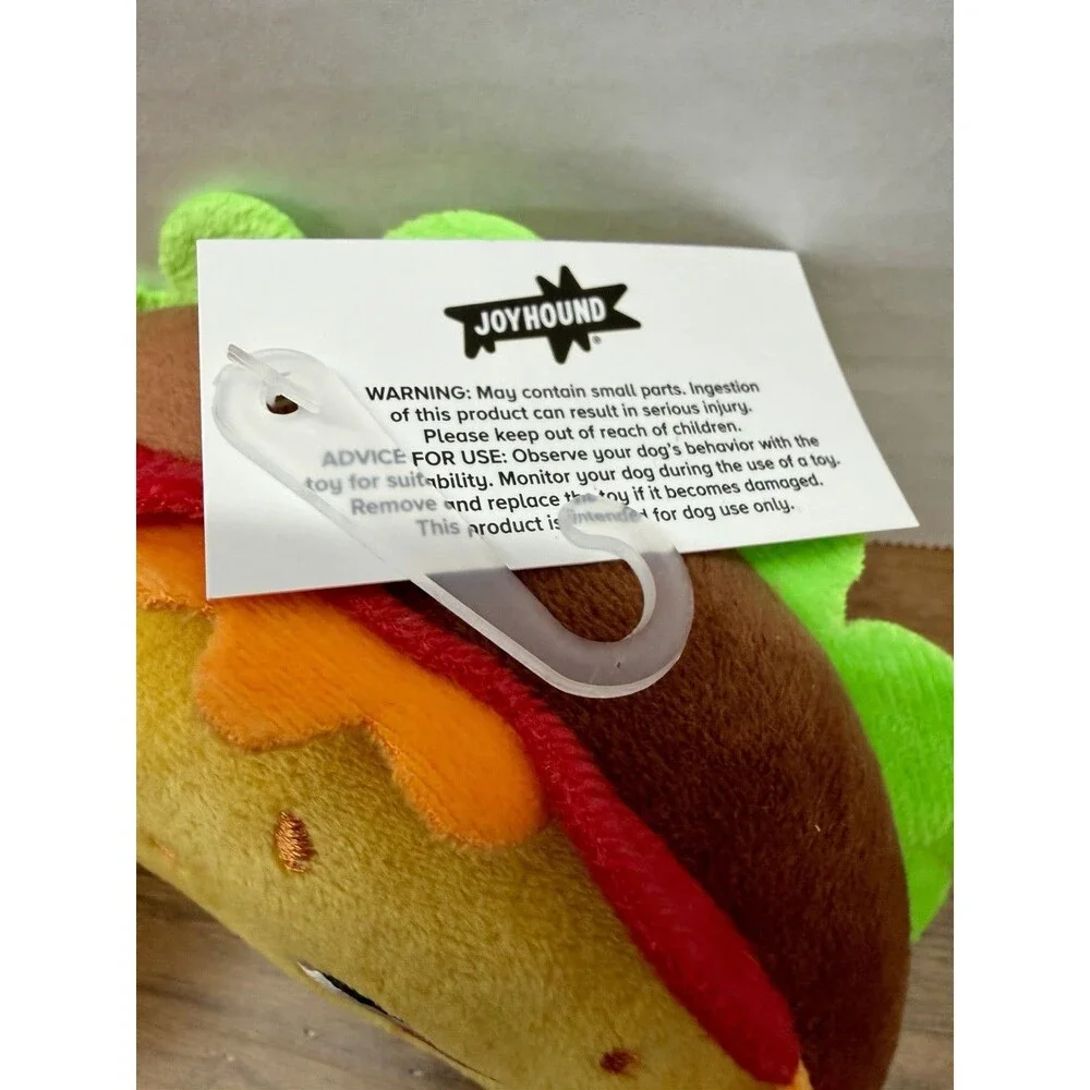 Lot of 3 Joyhound Comfy Cozy Plush Squeaker Dog Toys S/M Taco Corndog Smore NWT!